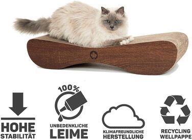 Кігтечка для котів CanadianCat Satellite 2.0 Lounge XXL | З гофрокартону з м'ятою | Колір: горіх | 76 x 24 x 24 см