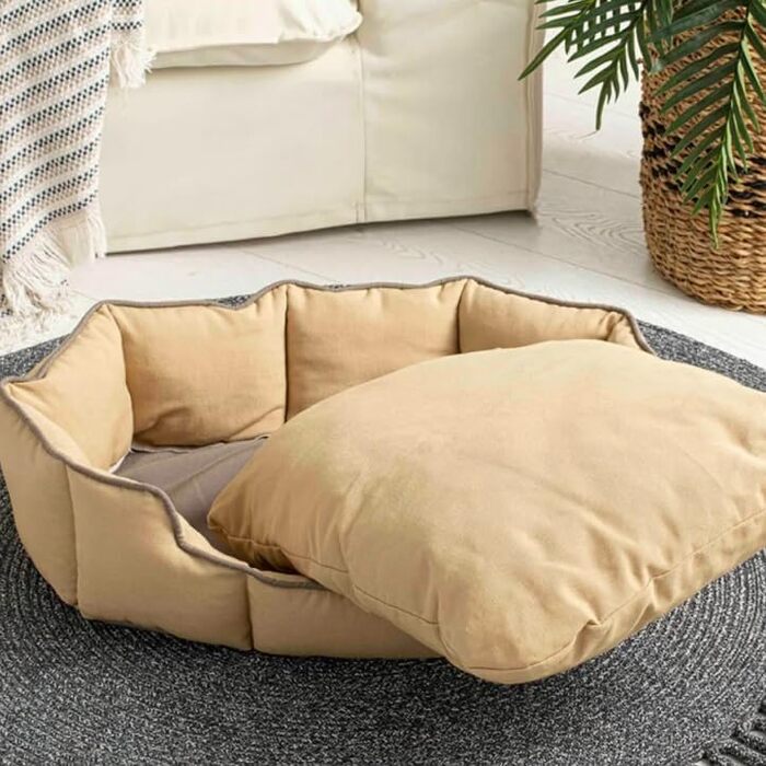 Ліжко для котів та собак English Home, 40x60x17 см, бежеве. Знімний чохол, машинне прання