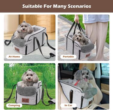 Автокрісло для собак та котів, Mittelkonsole, стабільне, з ременями, знімне, миється (Moiré)