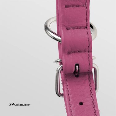 Шкіряний ошийник для собак CollarDirect, круглий, м'який, з роликом, ручної роботи, справжня шкіра, для цуценят та собак різних розмірів, чорний, рожевий, червоний, фіолетовий, блакитний, рожевий, 35-40 см