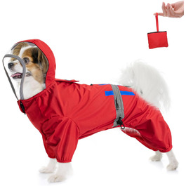 Водонепроникний дощовик для собак Eyein з капюшоном, отворами для шлейки та світловідбиваючими смугами, зручний у пранні та зберіганні, для маленьких собак