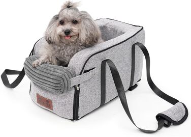 Автокрісло для собак та котів, Mittelkonsole, стабільне, з ременями, знімне, миється (Moiré)