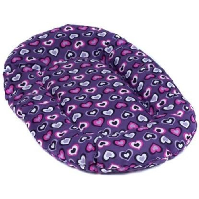 Подушка для собак Adena овальної форми, 80 x 49 см, з сердечками, фіолетового кольору