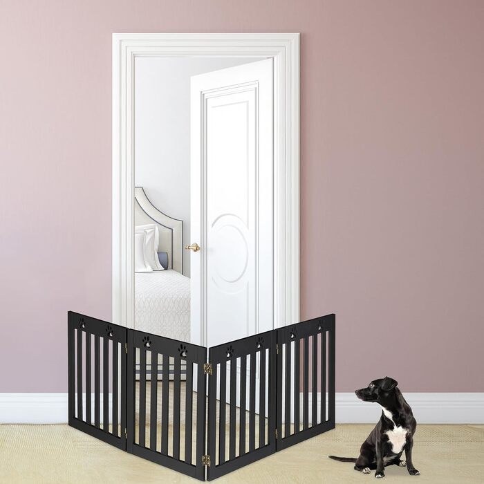 Захисне ворота для собак Relaxdays, 60 x 204 см, чорний, розкладне, MDF