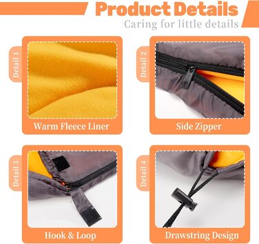 Спальний мішок для собак Lifeunion, водонепроникний, теплий, компактний, для подорожей, кемпінгу, хайкінгу, рюкзакових походів (Сірий + Оранжевий)