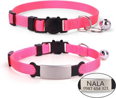 Індивідуальний ошийник для кота з дзвіночком, лазерним гравіюванням, нічним відбиттям, нейлоновий ошийник, милий ошийник з квітковим візерунком, анти-втрата для котів (нейлон)