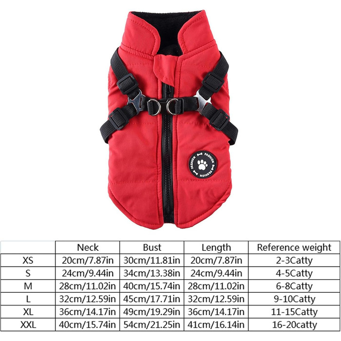 Зимова куртка для собак, флісова, водовідштовхувальна, тепла, для цуценят та собак різних розмірів (червона, S)