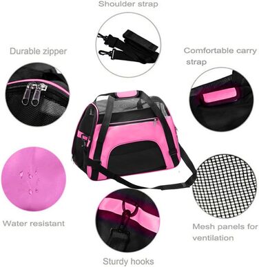 Сумка-переноска для тварин з м'якими боковинами, рожева (M)