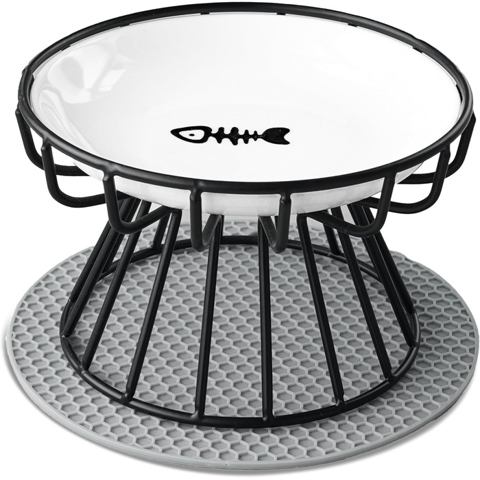 Підвищений годівниця для котів, керамічна миска з металевим підставкою, для котів, цуценят та маленьких собак, миється в посудомийній машині