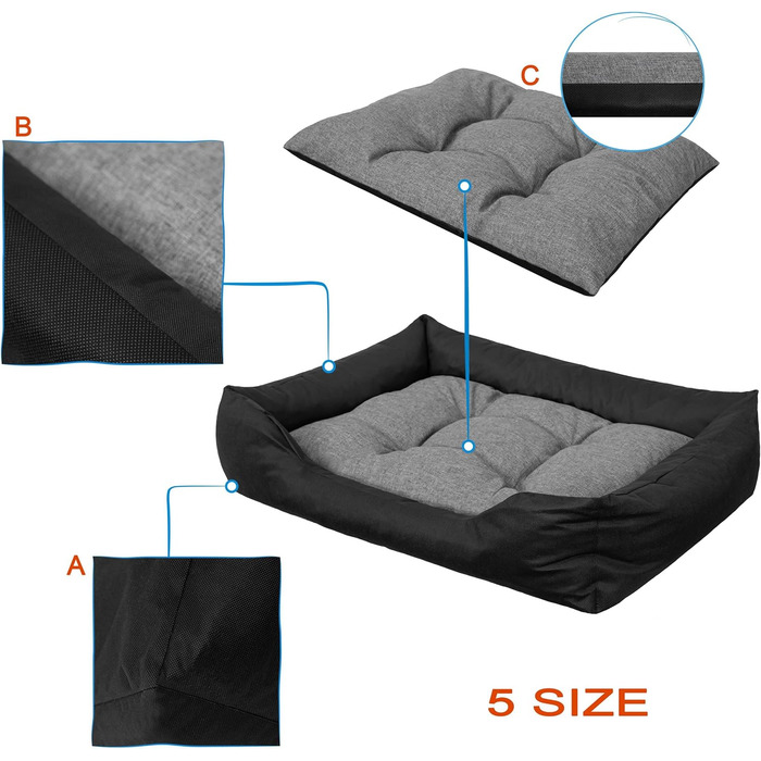 Килимок для собак та котів з високими бортиками, XL, 114x84 см, сірий графіт