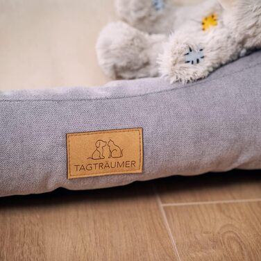 Крісло-ліжко для собак Tagträumer Joy, сіре, 60x50x18 см, м'яке, ергономічне, для маленьких собак, знімний чохол з короткого хутра