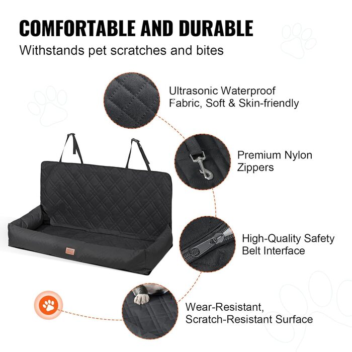 Автокрісло для собак VEVOR, водовідштовхувальне, з лебідкою безпеки, для собак середніх та великих порід (до 45 кг)