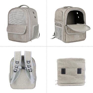 Рюкзак-переноска для котів та собак, дихаючий, сірий | Qlfyuu