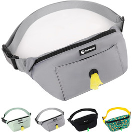 Сумка для собак з відділенням для ласощів та контейнером для відходів, поясна/животна сумка, сіра (нейлон), 12.2 x 12.2 x 5.71 см