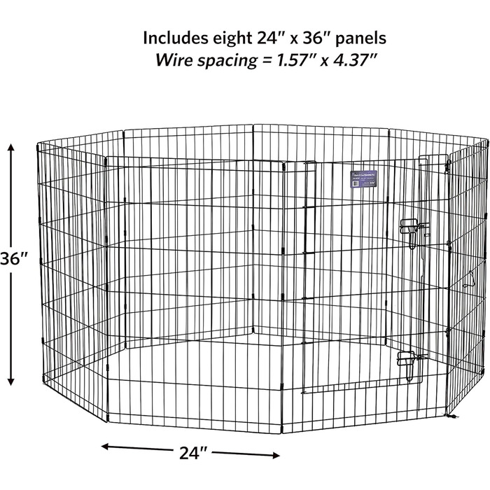 Клітка-загорожа для собак Midwest Homes for Pets 550-36DR, 157 x 157 x 91 см, чорна емаль, з дверцятами