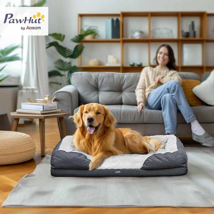 PawHut лежанка для собак, заспокійлива, м'яка, для маленьких собак, антрацитова, 120 x 80 x 22 см