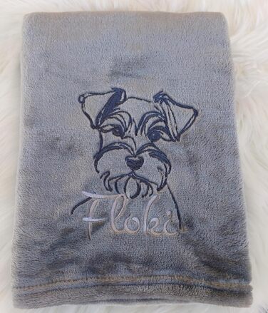 Персоналізована ковдра для собак з вишивкою породи та імені. М'яка ковдра для цуценят та собак, 130x170 см, для дому, авто, софи, сіра, washable