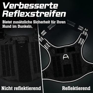 Нагрудник для собак Rabbitgoo, великий, анти-тяга, регульований, з ручками, міцний, тактичний, з металевими пряжками, чорний (L)