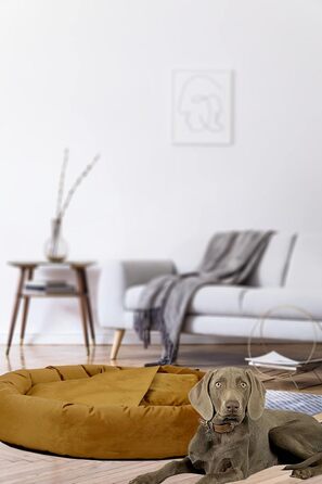 Килимок для собак Luxus Denver | гігієнічний, миється | розмір M (для маленьких та середніх собак) | затишна печеринка з пакетиками для відходів | діаметр 68 см (90 см, гірчичний)