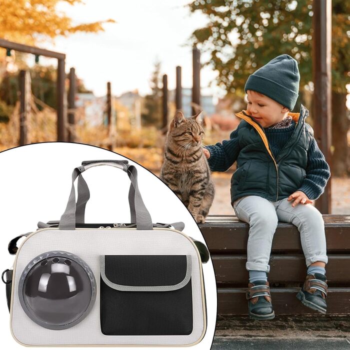 Транспортна сумка для кота Transportbox Katze - складана переноска для кота з вікном, дихаюча сумка-переноска для собак, котів, для подорожей літаком, кемпінгу, мотоцикла, авто (чорна)