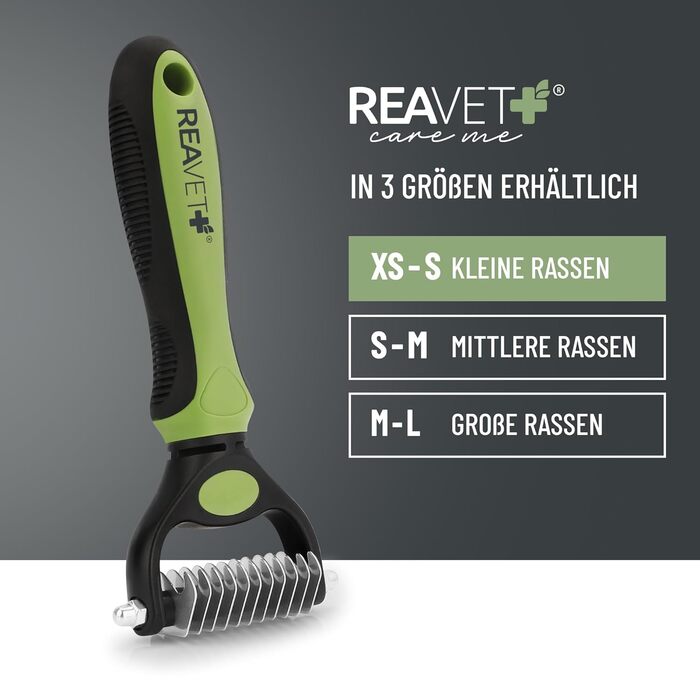 Щітка для собак та котів ReaVET для видалення підшерстя та ковтунів, великі та малі породи (M-L, XS-S), з масажним ефектом та захистом верхнього шару шерсті