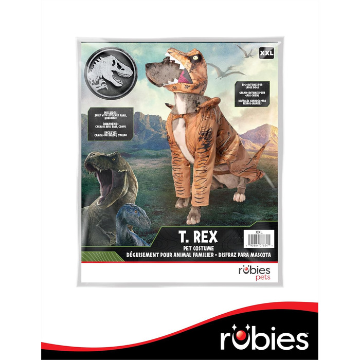 Костюм динозавра T-Rex для собак Rubies Jurassic World, розмір XXL, для вечірок та Halloween