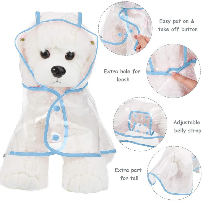 Дощовик для собак PETCUTE, водонепроникний, з капюшоном, PVC, синій (L)