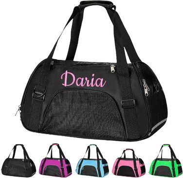 Персоналізована переноска для кота/собаки з вишивкою імені, складана переноска для собак/котів, переноска для маленьких собак/котів (чорна)