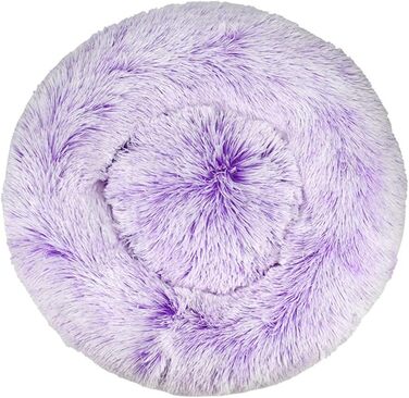 М'яке кругле ліжко для собак та котів Lukery з плюшу, зручне кільцеподібне лежання для маленьких, середніх та великих тварин (70см, фіолетовий)