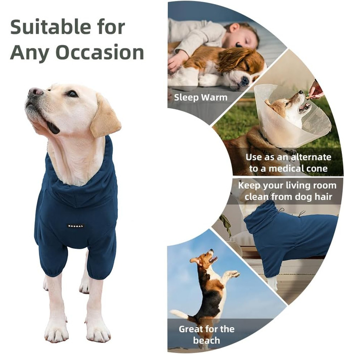 Піжама для собак великих та екстра-великих порід, еластична, для дорослих та середніх собак, комбінезон для домашнього улюбленця (5XL, Синій)