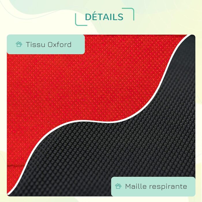 Підвищене собаче ліжко PawHut з охолоджуючим ефектом, переносна сумка, металевий каркас, оксфордська тканина, висока щільність, 92 x 76 x 18 см (червоний, 61x46x18 см)