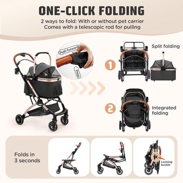 Трансформер для котів та собак Gimars до 20 кг, чорний: візок-переноска, 4-в-1, з гальмом, регульована ручка, дощовик