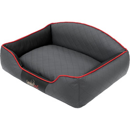 Лежак для собак Hobbydog Elite XXL, штучна шкіра, сірий/чорний, 110x85x30 см