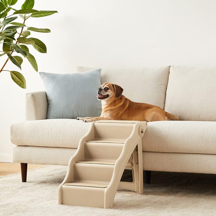 Складні сходинки для собак і котів Amazon Basics, світло-коричневі, 37,1x57,8x49,5 см