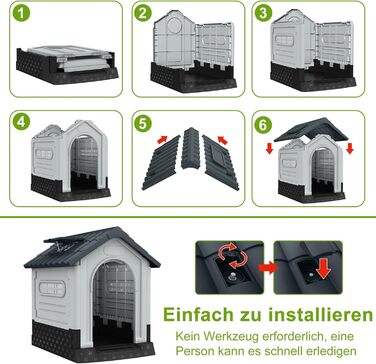 Кігульник для собак з пластику, ізольований, з ковзним дахом, верхнім світлом та піднятим дном, 79,5 x 70,5 x 78 см