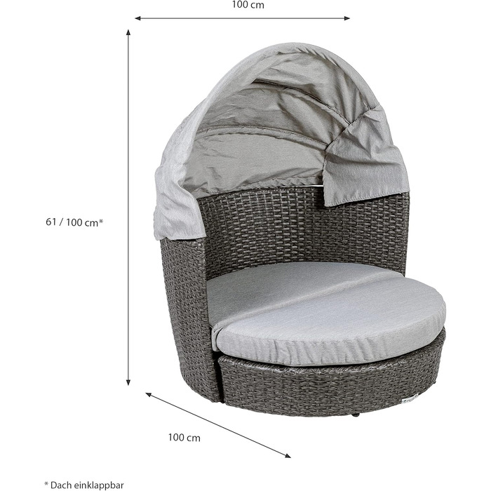 Greemotion лежанка для собак з дахом та подушкою, сірий колір, 78 x 61/100 x 83 см