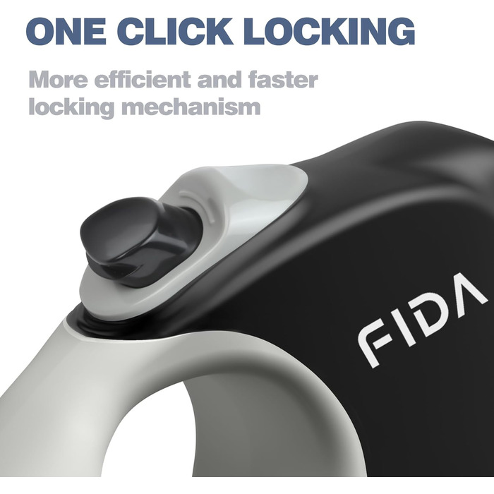 Рулетка для собак Fida 8м, чорна, до 50 кг, 2025