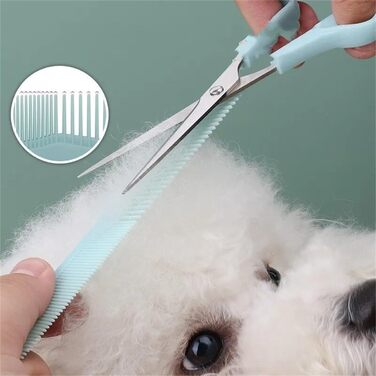 Професійний набір ножиць для грумінгу собак: 2 в 1 (прорізуюча та пряма), 17 см, з нержавіючої сталі, для собак, котів та інших домашніх тварин