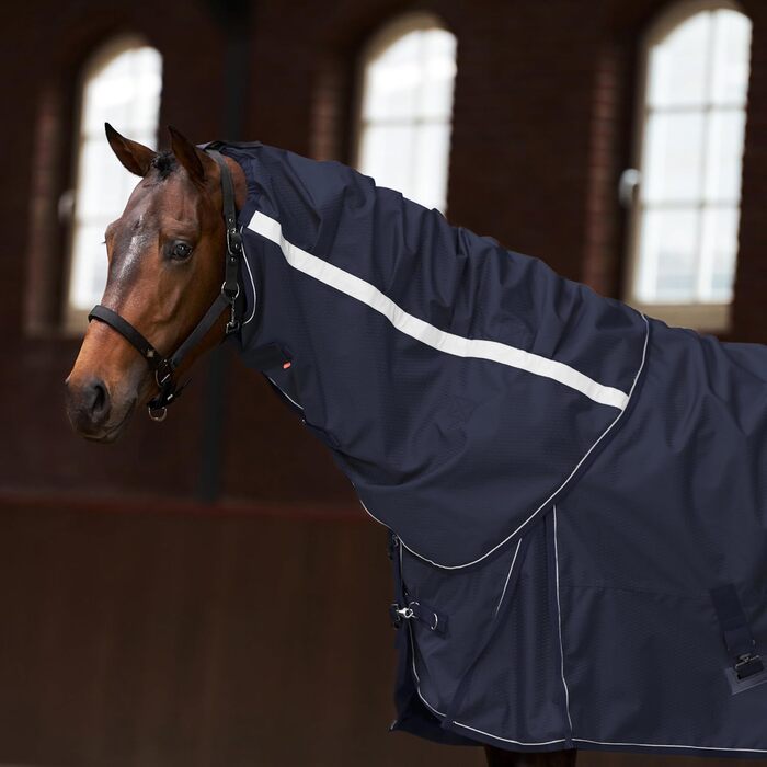 Зимова попона для лошадей Imperial Riding IRH Super-Proof 300г, водонепроникна та дихаюча, 1200D Ripstop-Nylon, з напівпопоною, темно-синя (Navy), розмір 165