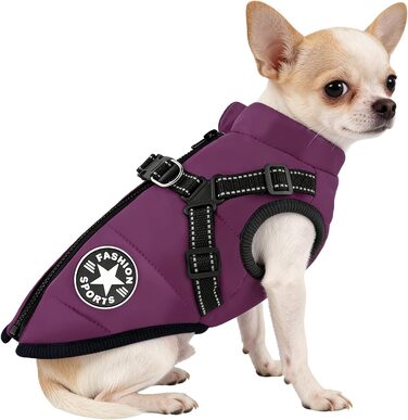 Водонепроникний собачий плащ з ніжками, теплий зимовий плащ для собак, куртка для собак з отвором для шлейки, середній розмір (Lila M)