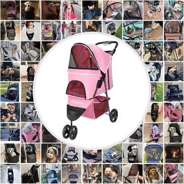 Візок для собак Wedyvko, 15 кг, рожевий, легкий, компактний, з аксесуарами, EVA-колеса