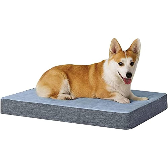 Ортопедичне лежанка для собак з гелевим шаром та пам'яті ефекту, водовідштовхувальне, для великих та малих собак, знімний чохол, блакитний (L)