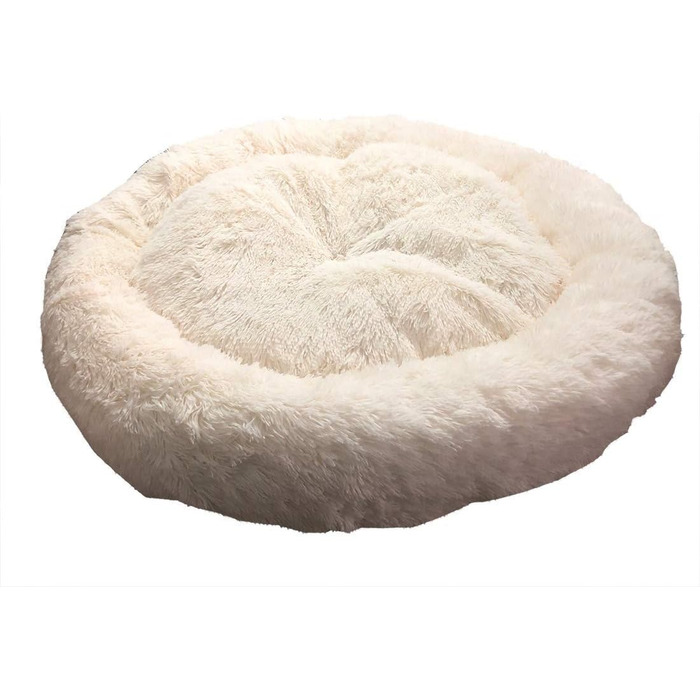 М'яке ліжко-софа для собак Deluxe, кругла, плюшеве, водонепроникне, для великих та екстра-великих собак, 80 см, білий колір