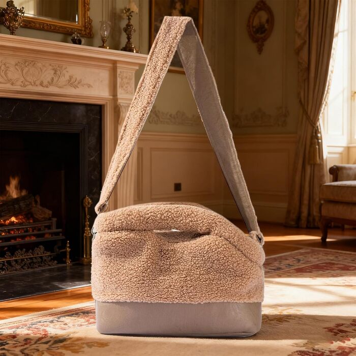 Транспортна сумка для котів та собак Husoiuy | Водонепроникна зимова сумка-переноска з фіксатором на ремінь безпеки | Для маленьких та середніх порід | Колір: коричневий