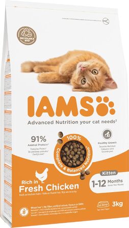 Сухий корм для кошенят IAMS з рибою та куркою для віку від 1 до 12 місяців, 3 кг