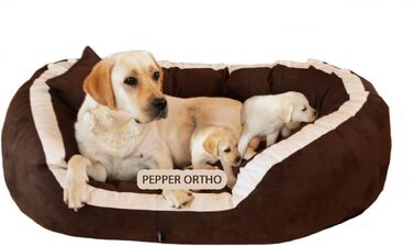 Ортопедичне ліжко для собак Tierlando® Pepper, ліжко-софа для собак, XL, віскоеластична піна, велюр, сірий, 110 см, велике та м'яке, PE4, розмір L +