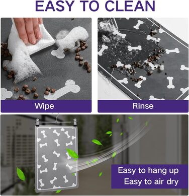 Килимок для годування собак і котів, 60x40 см, вбираючий, нековзний, великий, легко миється, швидко сохне (Світло-сірий)