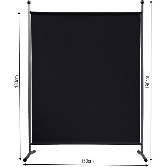 Ширма QUICK STAR Paravent 150x190 см, тканина, чорний колір, для дому та саду