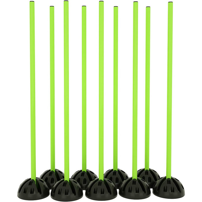 Набір стрибкових стержнів YRHome для тренувань на спритність та координацію, 15 стержнів по 100 см, 10 підставок, 10 кліпсів (зелений)