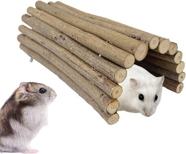 Туннель-іграшка для хом'яків та гризунів DEMONTALK з натурального дерева, тунель-труба для хом'яків, щурів, мишей